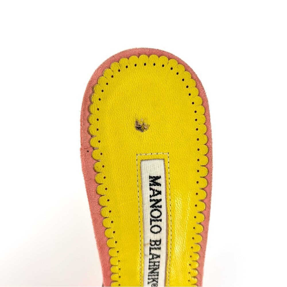 Manolo Blahnik Pastel Hearts and Floral Cutout Pointed Toe Mules Pumps 35.5 - Picture 8 of 8